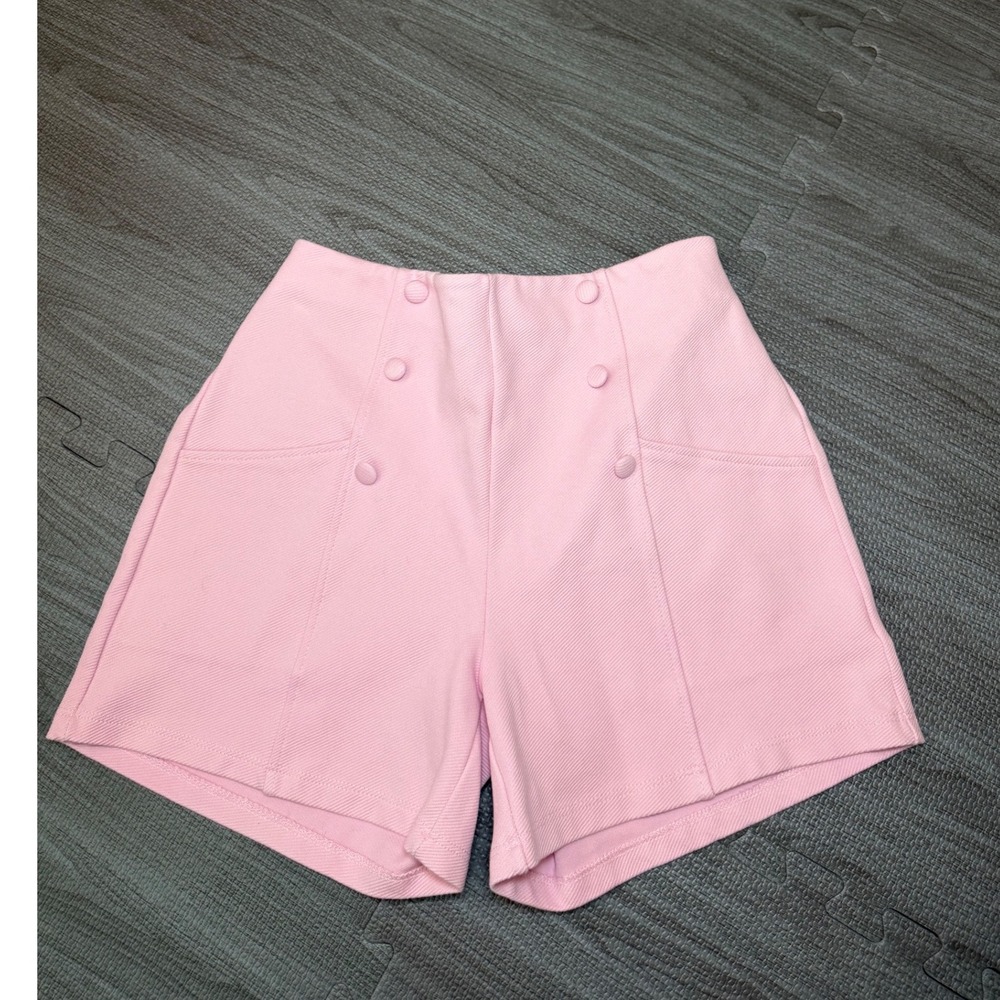 Zara Girls Pink Sailor Shorts High Waist Button Front Textured Size 13-14